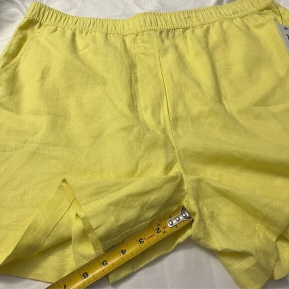 NWT DKNY Linen Blend High Rise Easy Shorts Yellow XL - Picture 6 of 8